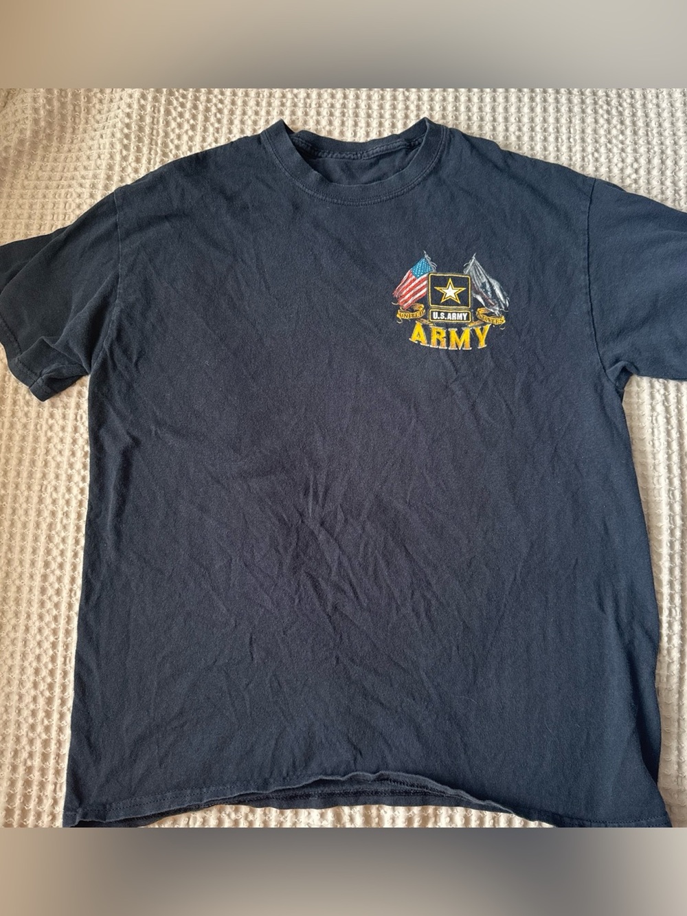 U.S. Army Black Tee with Yellow Emblem and American Flag